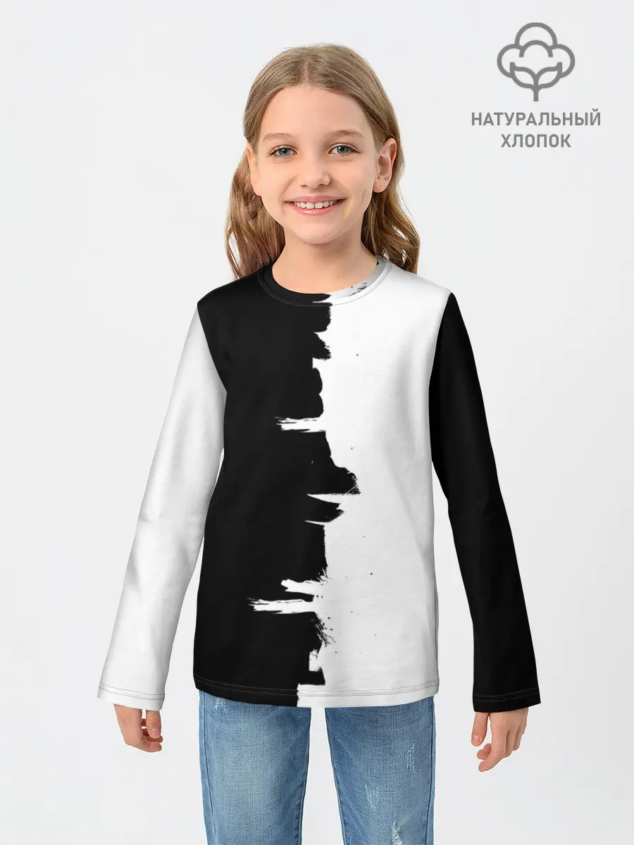 Детский лонгслив / Черным по белому