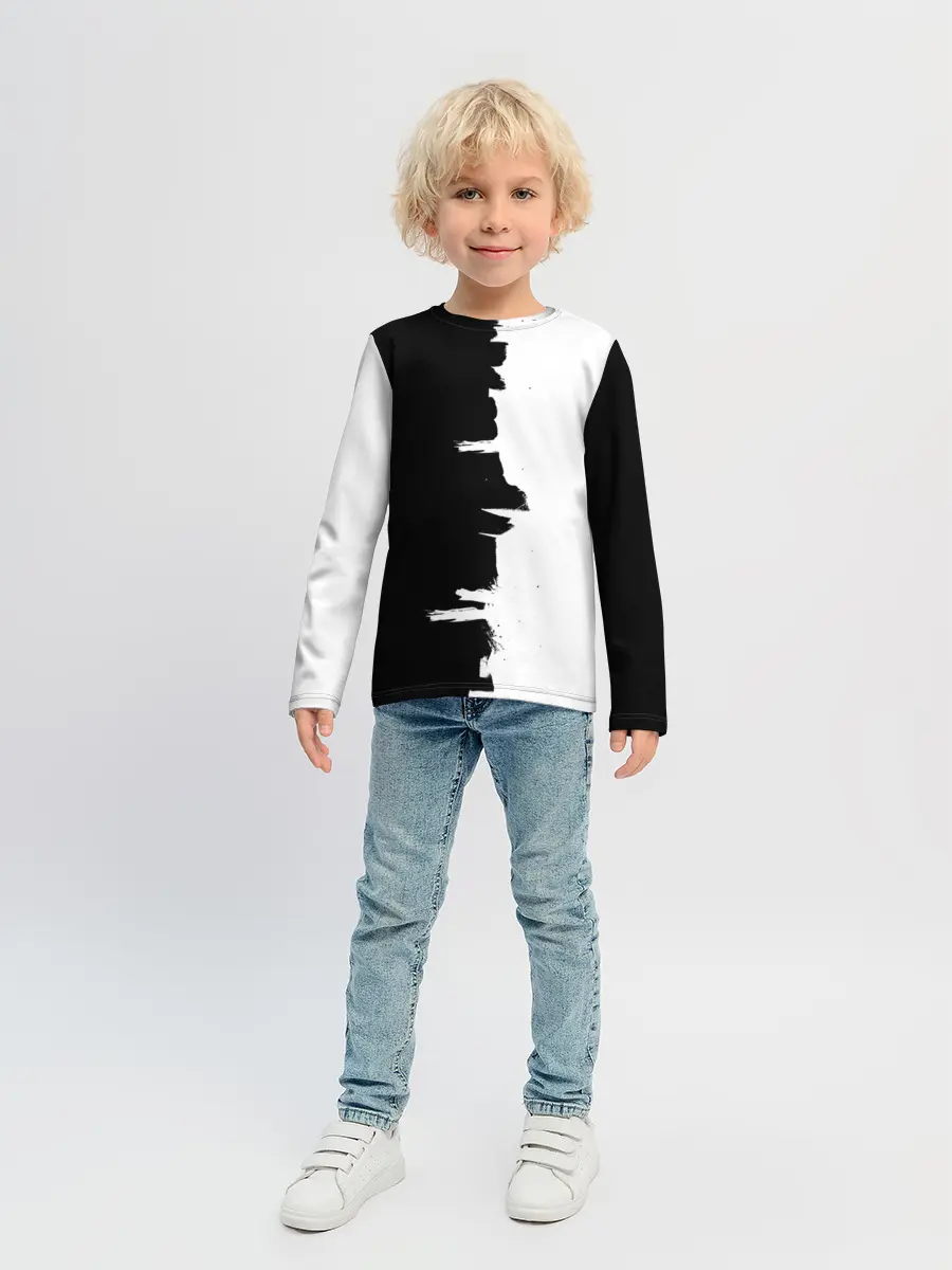 Детский лонгслив / Черным по белому