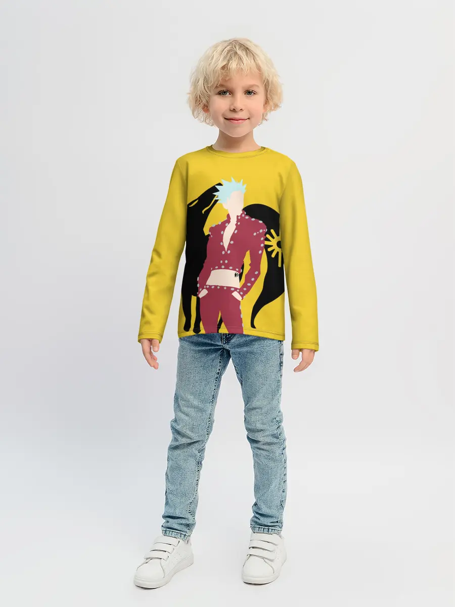 Детский лонгслив / Ban желтый фон