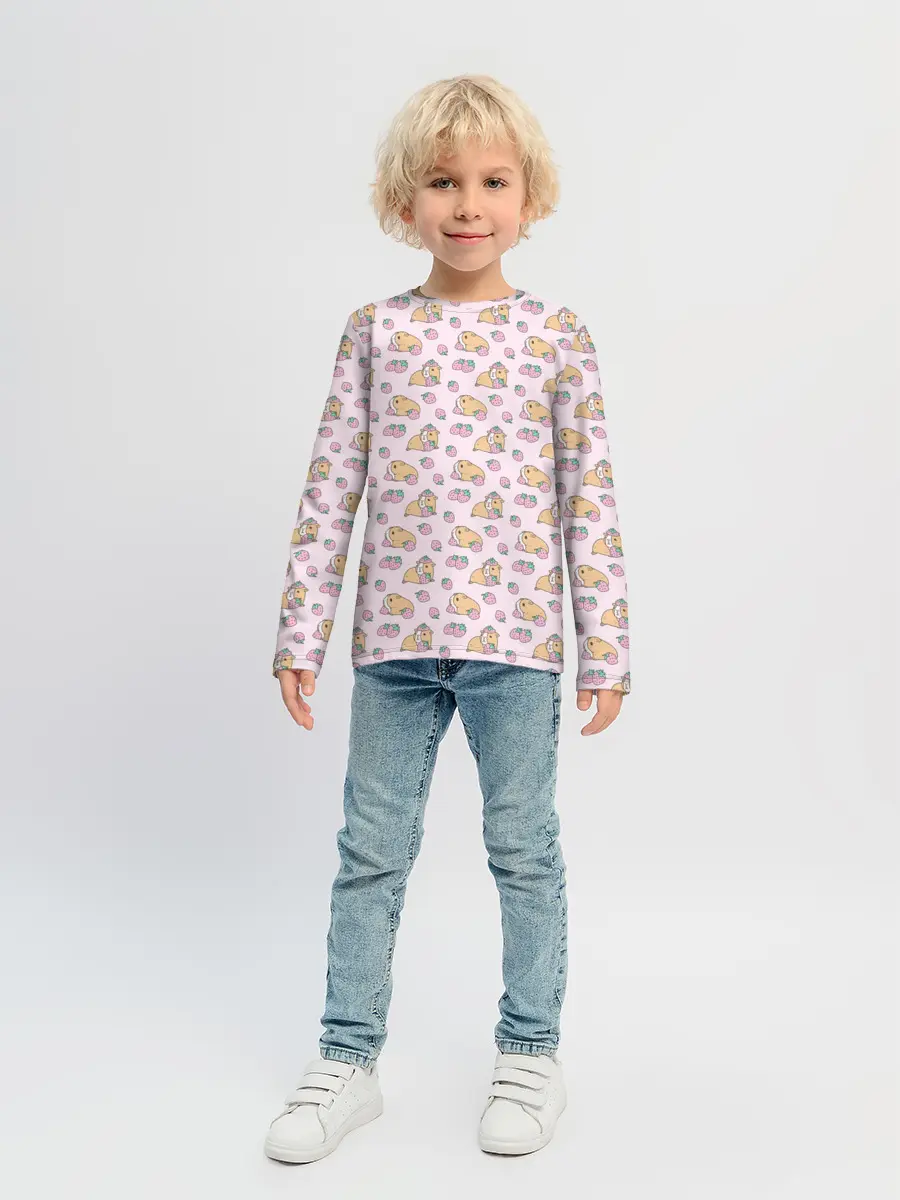 Детский лонгслив / Морские свинки с клубникой