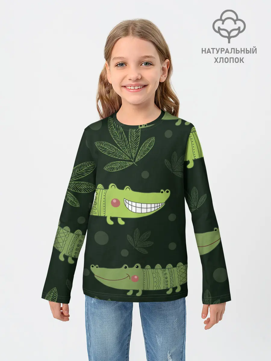 Детский лонгслив / Милый крокодил