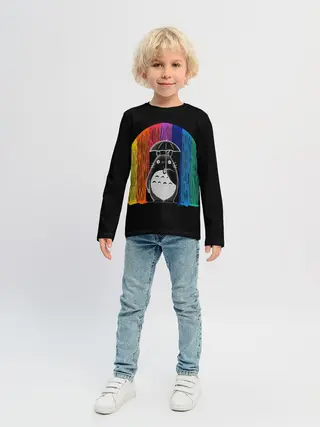 Детский лонгслив / My Neighbor Totoro радужный дождь