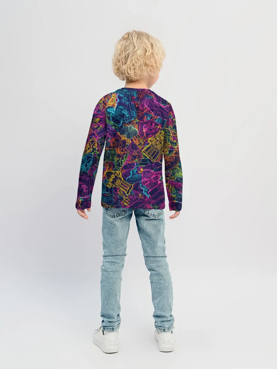 Детский лонгслив / Neon Robots