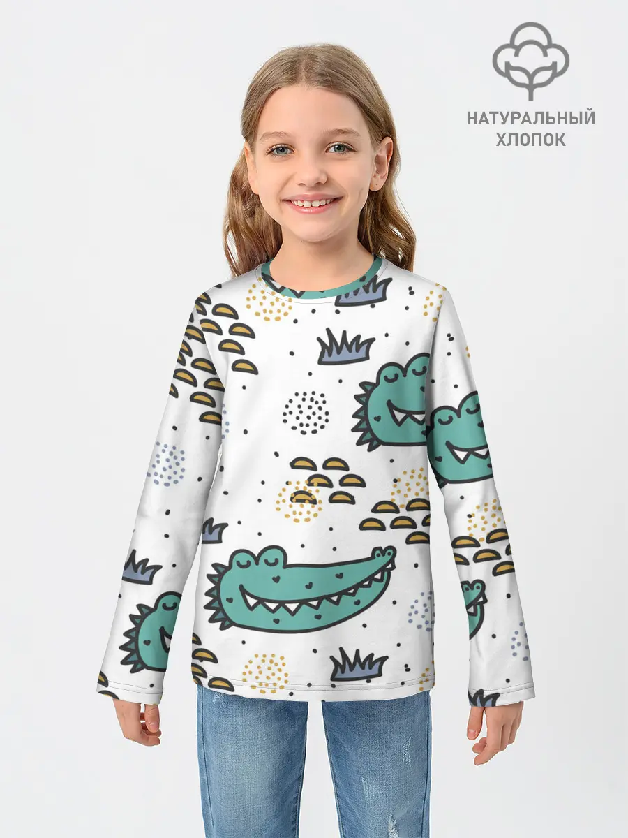 Детский лонгслив / Милый крокодил