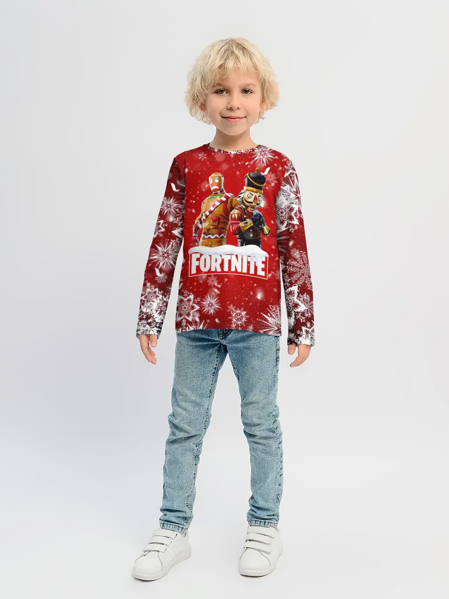 Детский лонгслив / Новогодний Fortnite