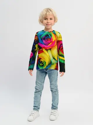Детский лонгслив / Разноцветные розы