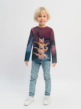 Детский лонгслив / Танцующие коты