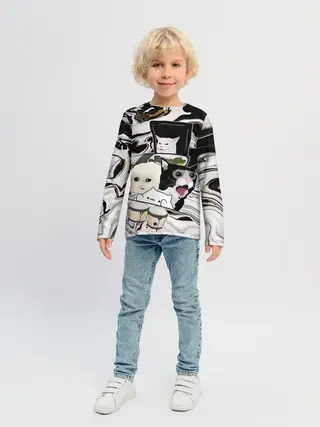 Детский лонгслив / woman yelling at cat