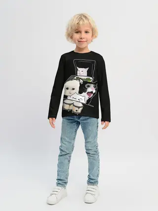 Детский лонгслив / woman yelling at cat