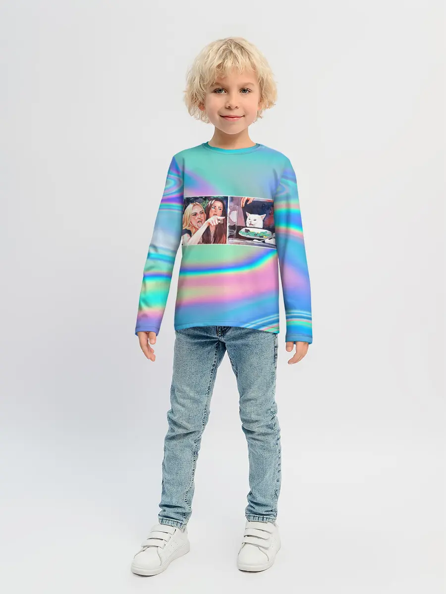 Детский лонгслив / woman yelling at cat