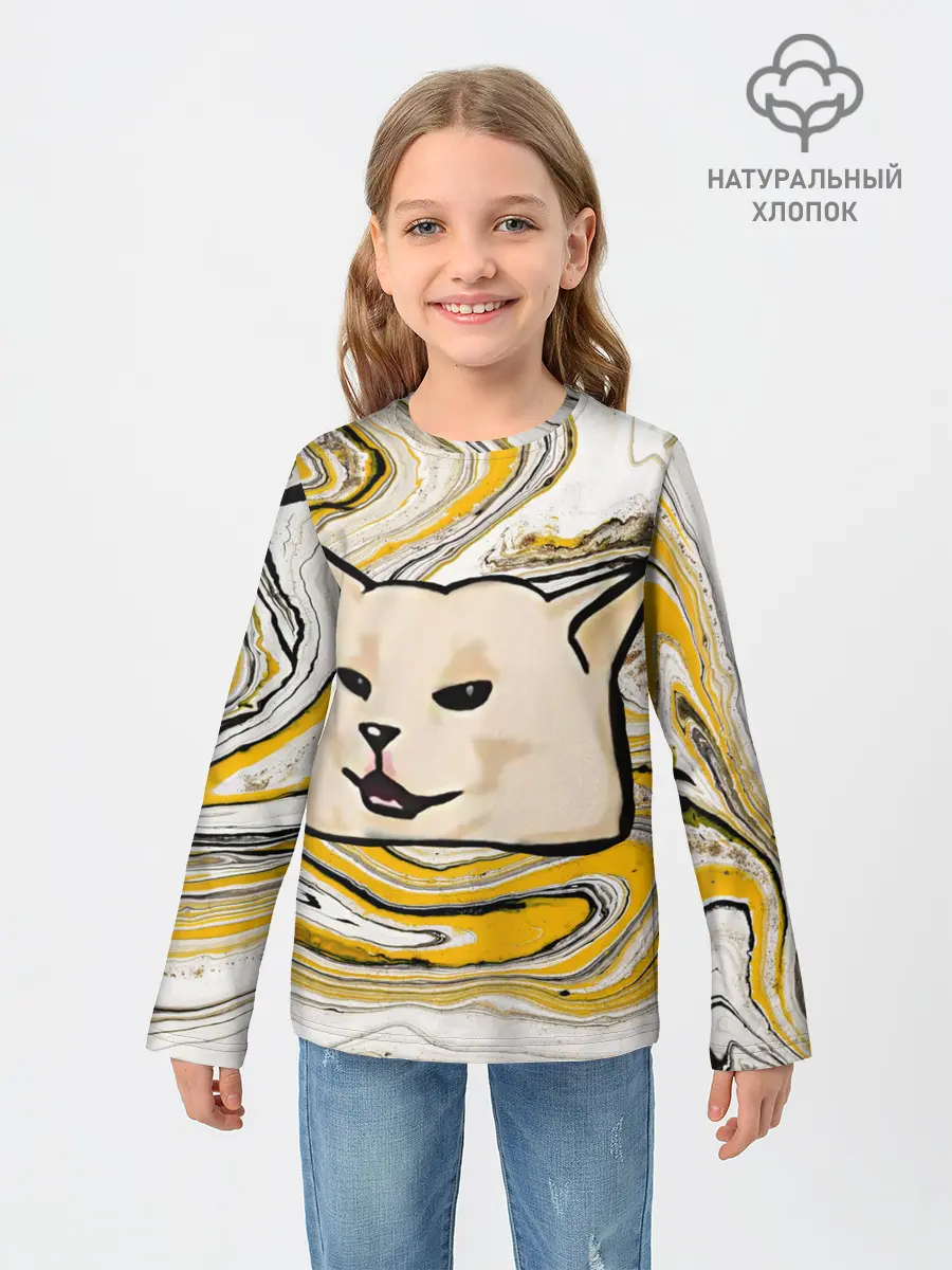 Детский лонгслив / woman yelling at cat