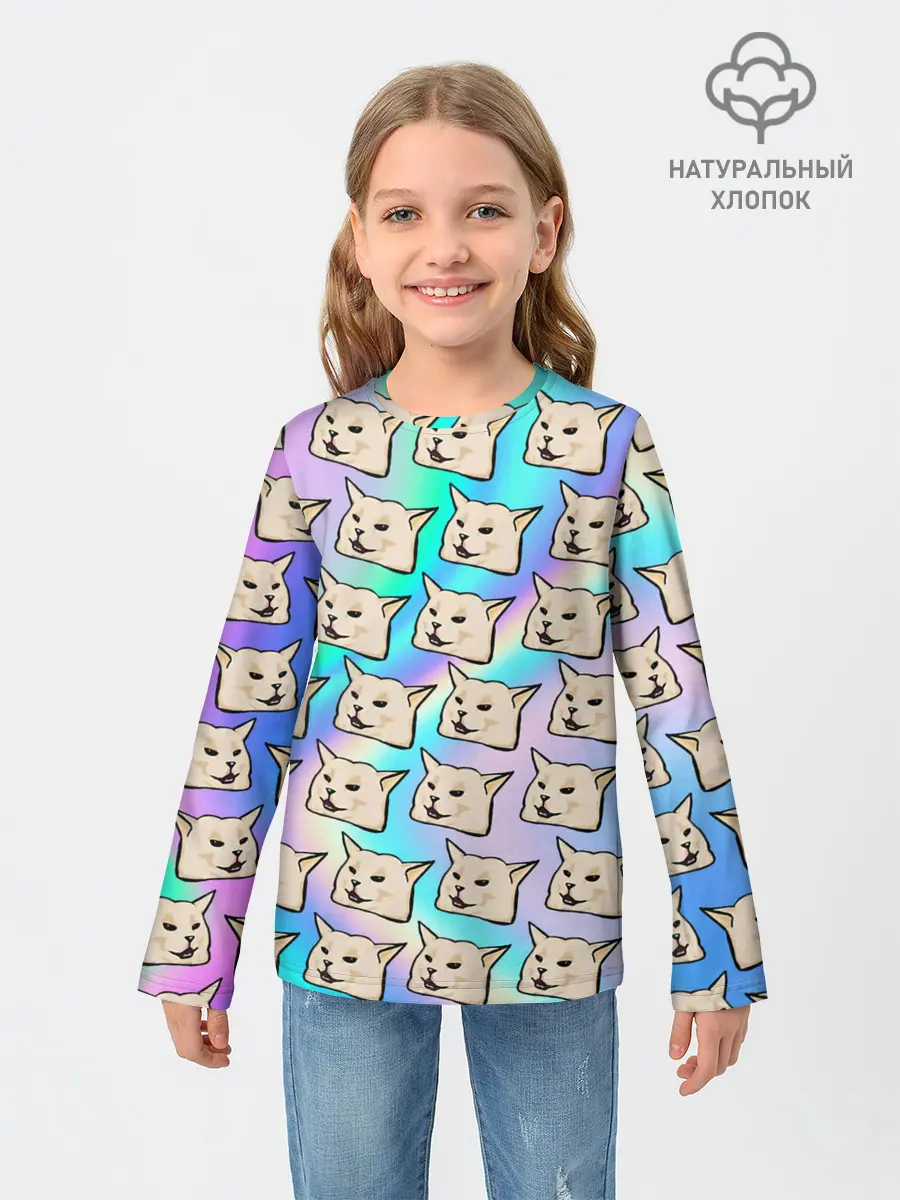 Детский лонгслив / woman yelling at cat