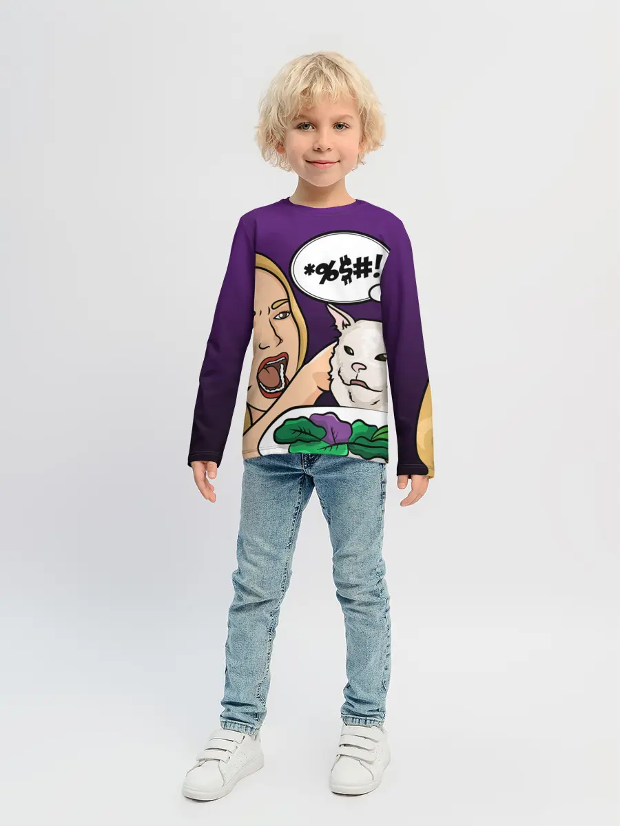 Детский лонгслив / Woman yelling at a cat