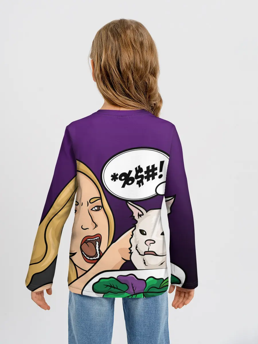 Детский лонгслив / Woman yelling at a cat