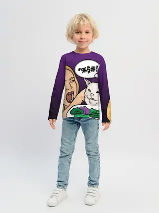 Детский лонгслив / Woman yelling at a cat