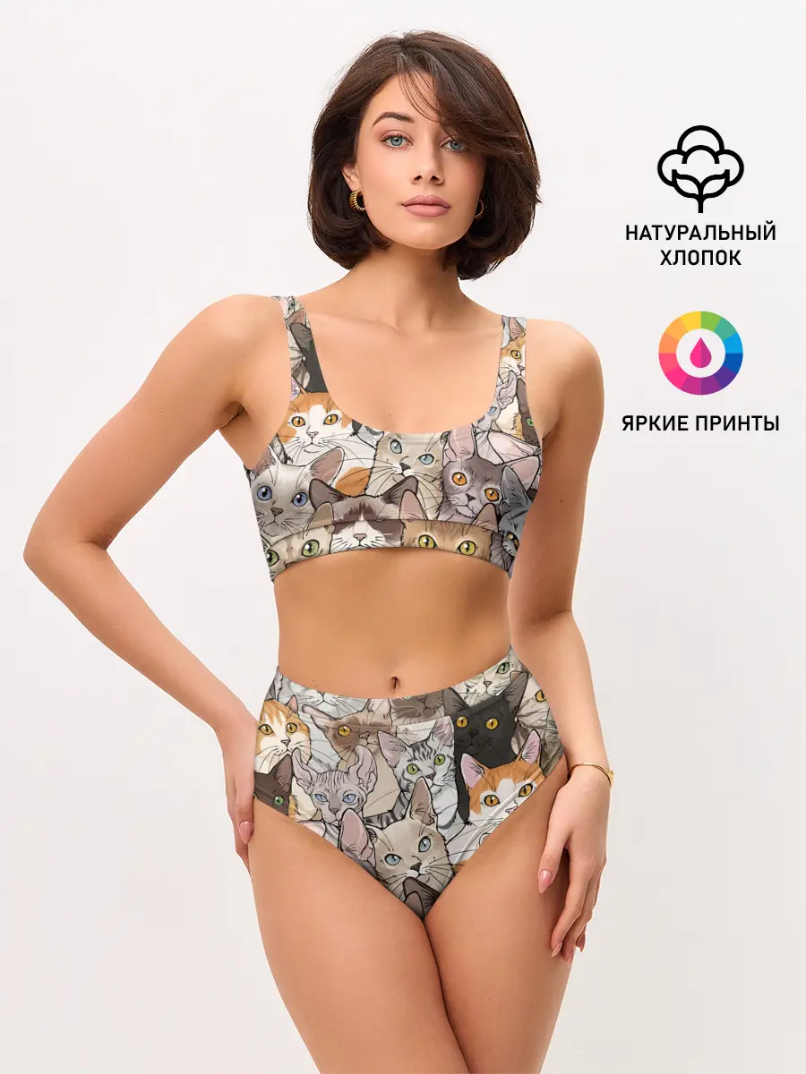 Женские топ и трусы / Котики