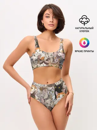 Женские топ и трусы / Котики