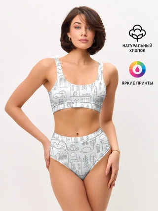 Женские топ и трусы / Нарисованный город