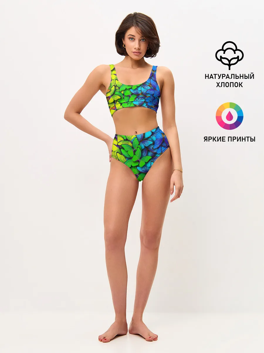 Женские топ и трусы / Радужные бабочки