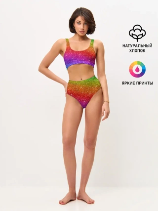 Женские топ и трусы / Блестки радуги