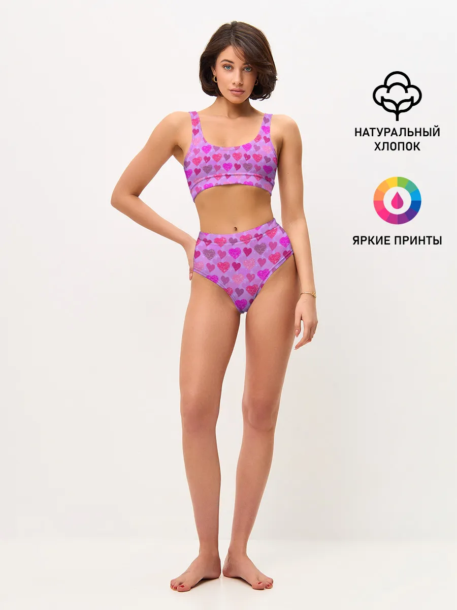 Женские топ и трусы / Розовые сердечки