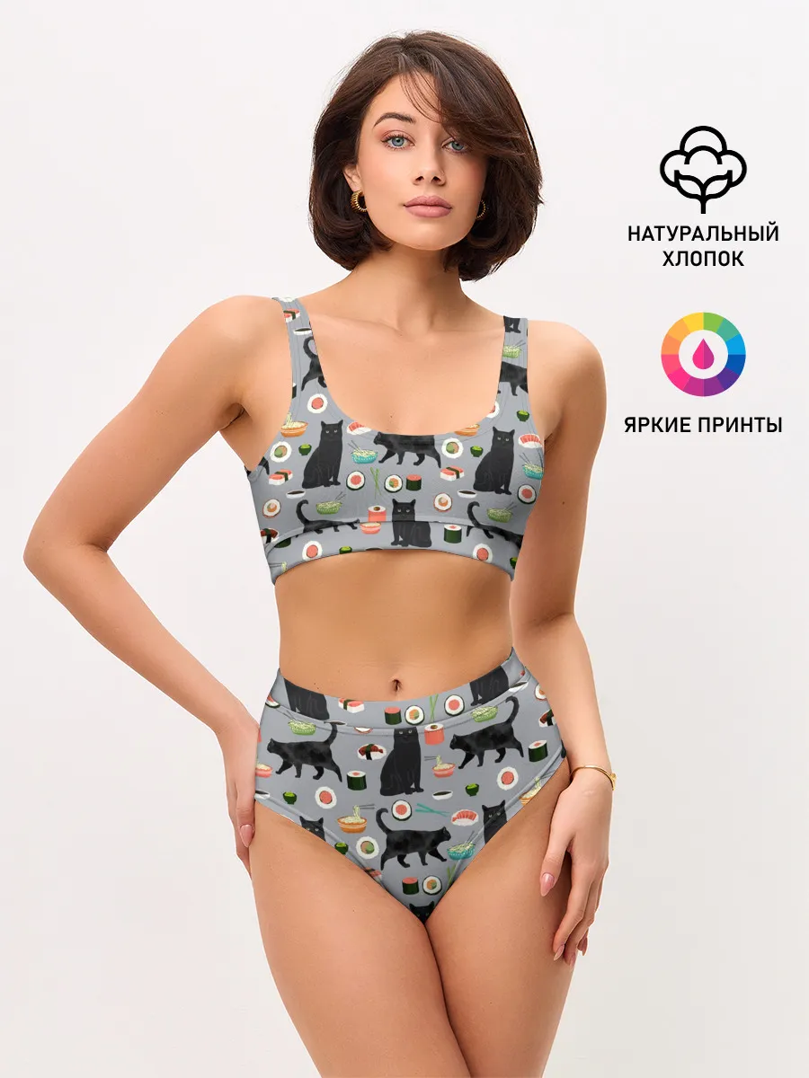 Женские топ и трусы / Котики и Суши