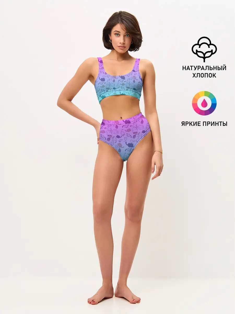 Женские топ и трусы / Котики в полете