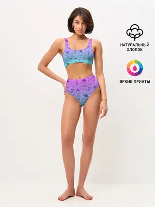 Женские топ и трусы / Котики в полете