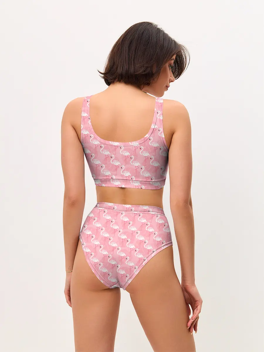 Женские топ и трусы / Розовый Фламинго