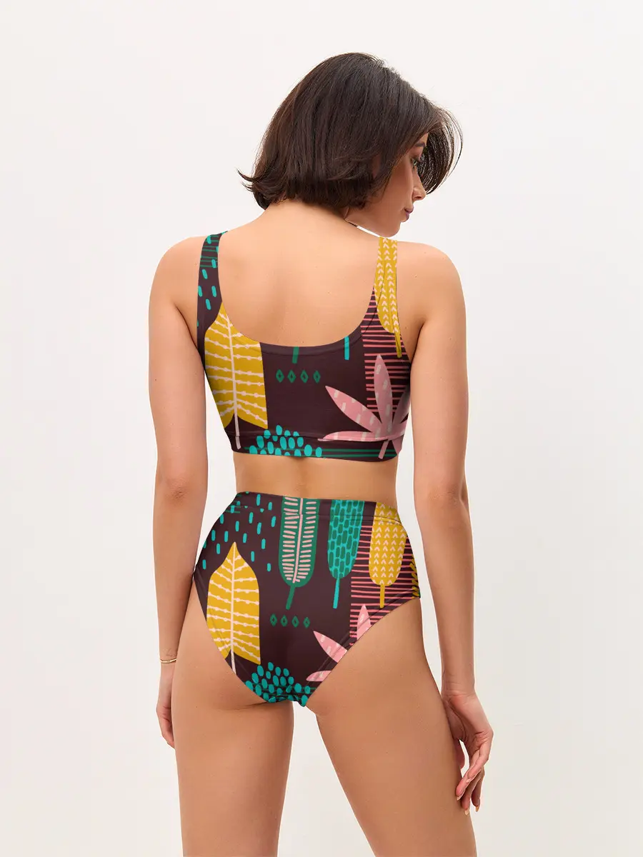 Женские топ и трусы / Листья