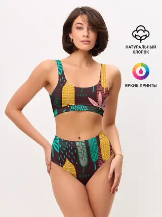 Женские топ и трусы / Листья