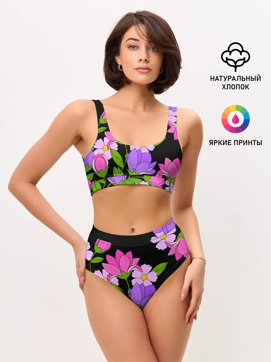 Женские топ и трусы / Ночные цветы