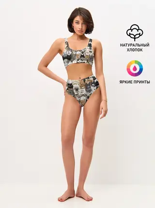 Женские топ и трусы / Котики смешные