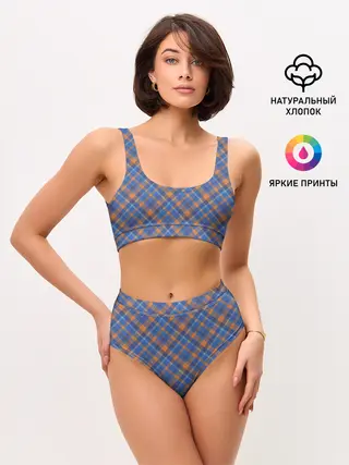 Женские топ и трусы / Клеточный узор