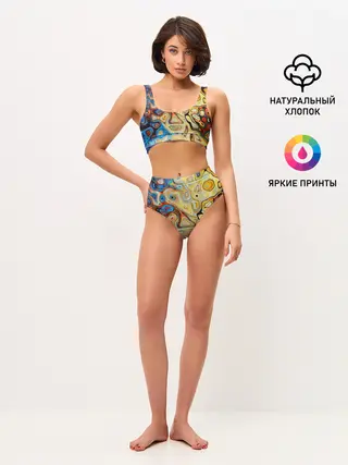 Женские топ и трусы / Цветные абстрактные пятна