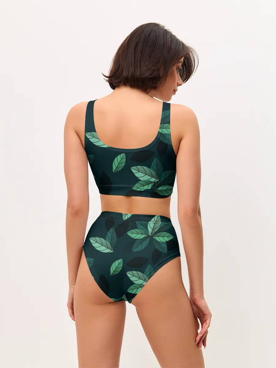 Женские топ и трусы / Текстура Листья