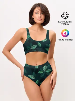 Женские топ и трусы / Текстура Листья