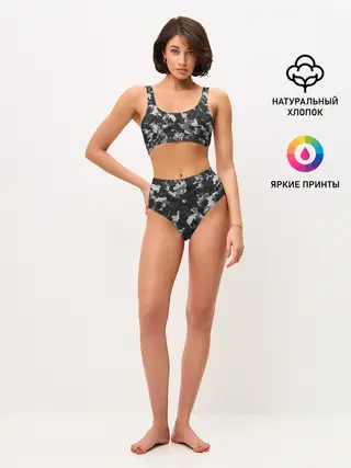 Женские топ и трусы / Gray Camouflage