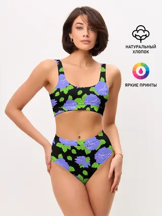 Женские топ и трусы / Синие розы