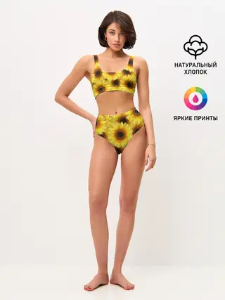 Женские топ и трусы / Подсолнухи в поле