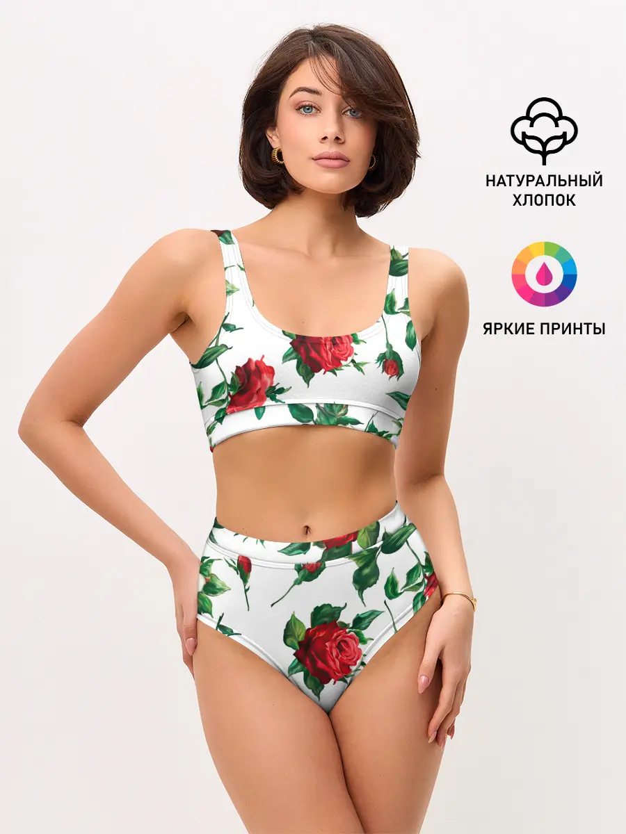 Женские топ и трусы / Розы