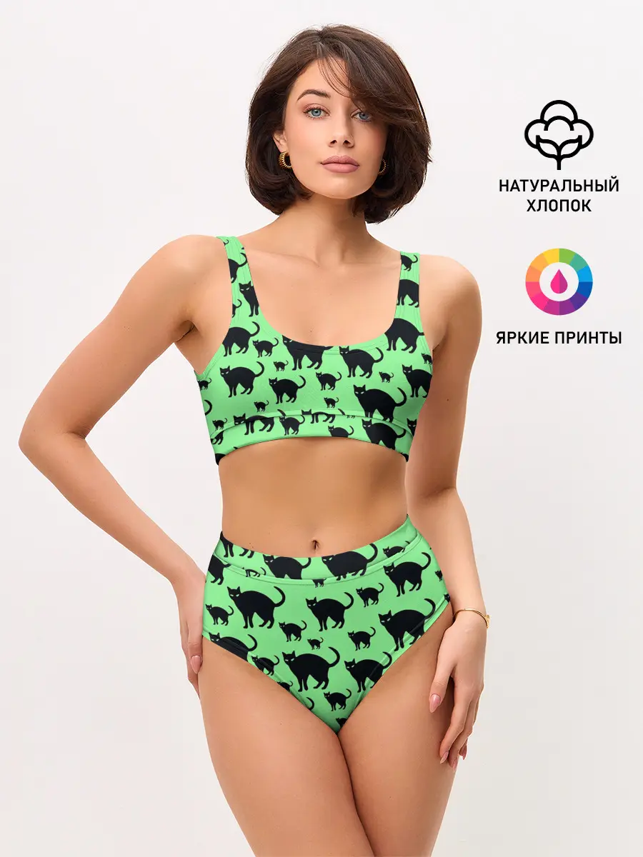 Женские топ и трусы / Кошачий фон