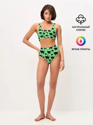 Женские топ и трусы / Кошачий фон