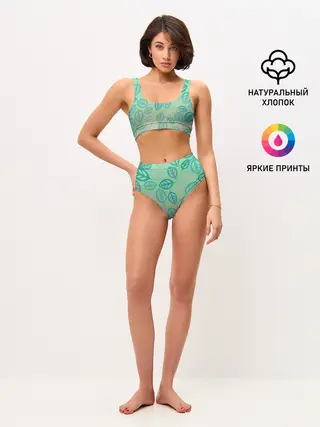 Женские топ и трусы / узор из листиков