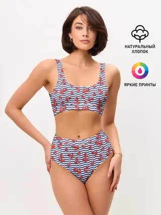 Женские топ и трусы / Красные якоря