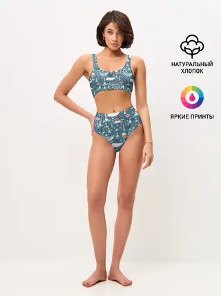 Женские топ и трусы / Море и его жители