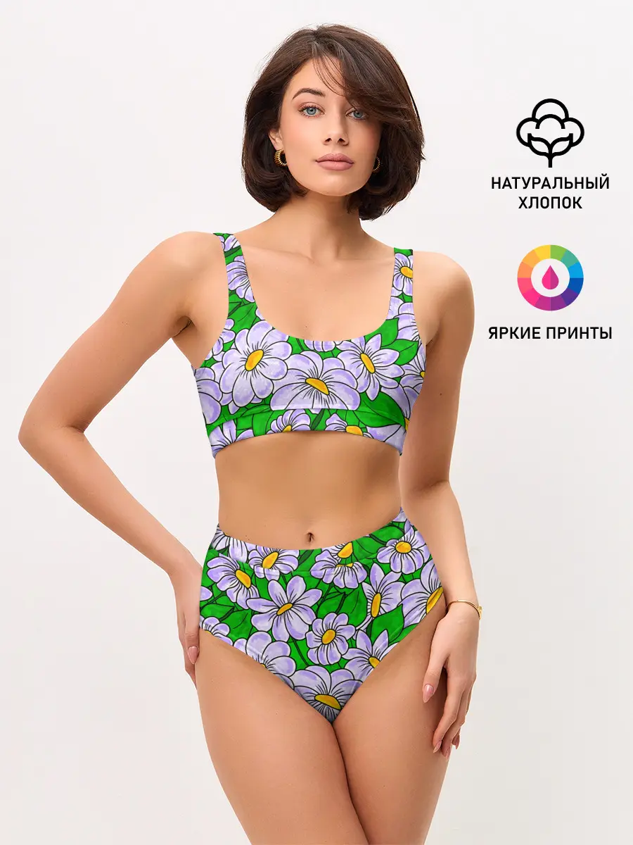 Женские топ и трусы / Цветы Лавандовые ромашки