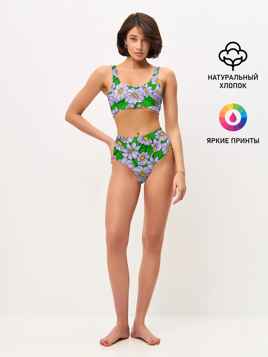 Женские топ и трусы / Цветы Лавандовые ромашки