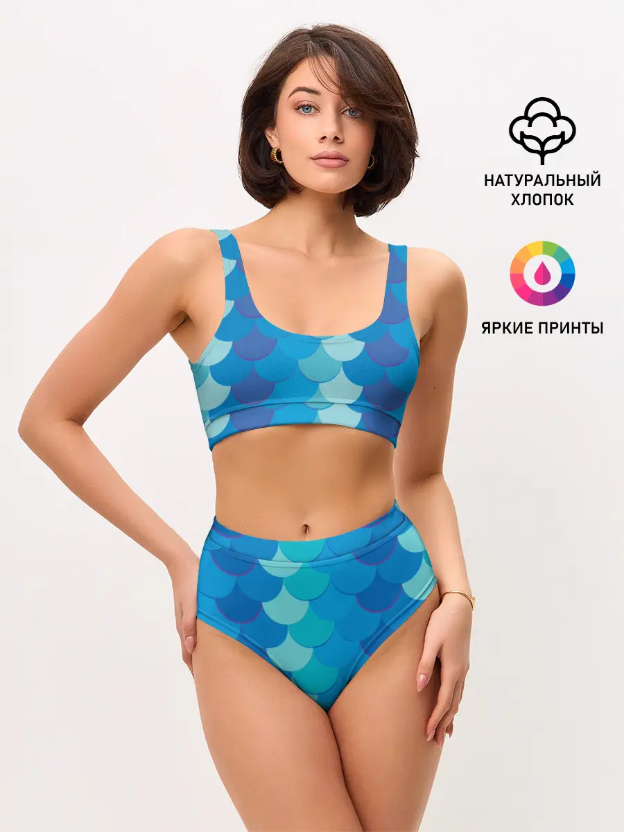 Женские топ и трусы / Синяя чешуя рыбы