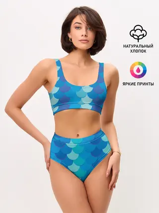 Женские топ и трусы / Синяя чешуя рыбы
